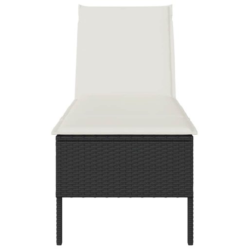 Fekete polyrattan napozóágy párnával 55x200x44 cm