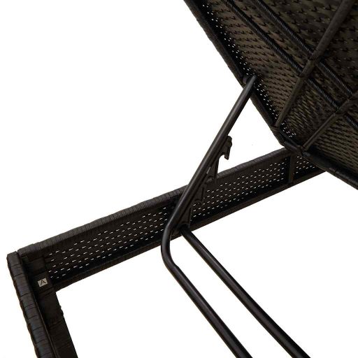 Fekete polyrattan napozóágy párnával 55x200x44 cm