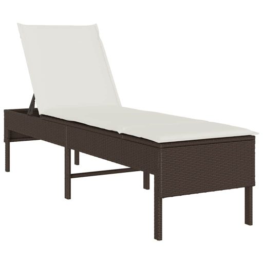 Barna polyrattan napozóágy párnával 55x200x44 cm