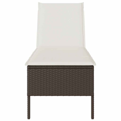 Barna polyrattan napozóágy párnával 55x200x44 cm