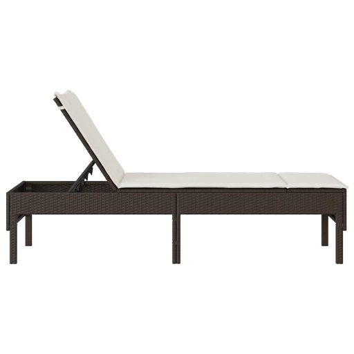 Barna polyrattan napozóágy párnával 55x200x44 cm