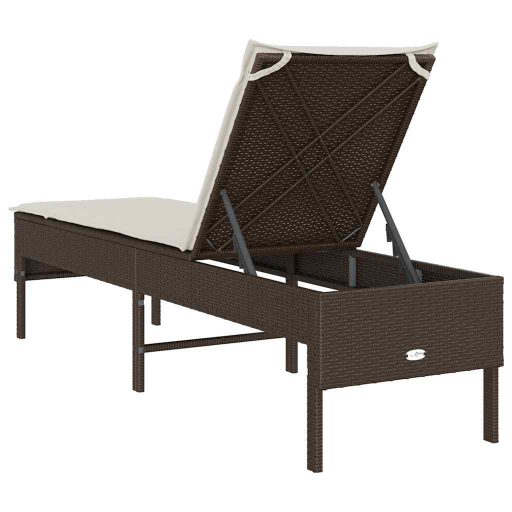 Barna polyrattan napozóágy párnával 55x200x44 cm