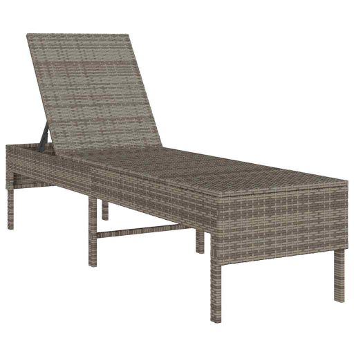 Szürke polyrattan napozóágy párnával 55x200x44 cm