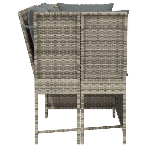 Világosszürke polyrattan kerti kanapé párnával