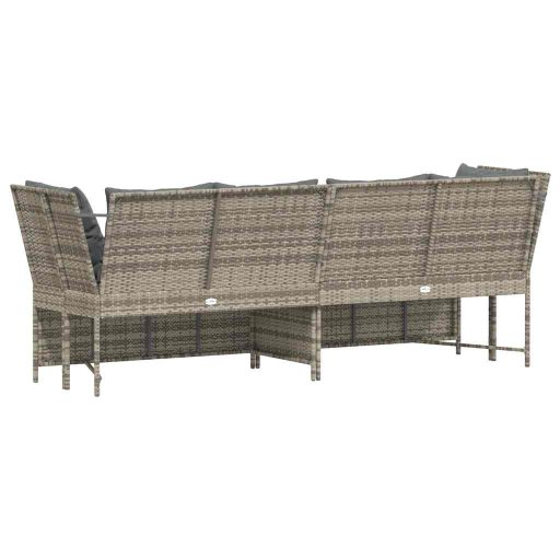 Világosszürke polyrattan kerti kanapé párnával
