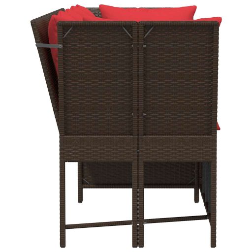 Barna polyrattan kerti kanapé párnákkal