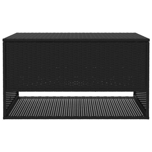 Fekete polyrattan kültéri párna doboz 100x55x55,5 cm