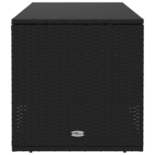 Fekete polyrattan kültéri párna doboz 100x55x55,5 cm
