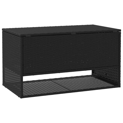 Fekete polyrattan kültéri párna doboz 100x55x55,5 cm