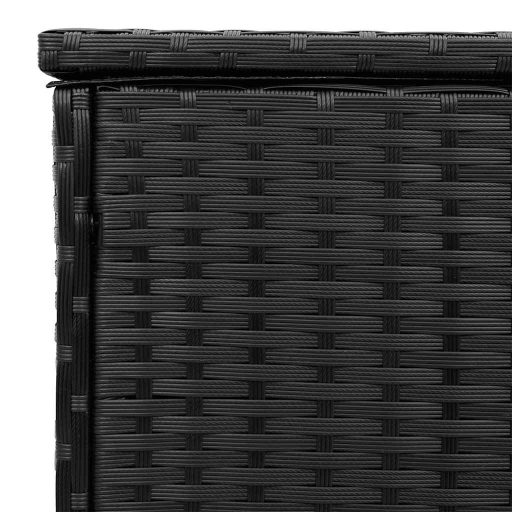 Fekete polyrattan kültéri párna doboz 100x55x55,5 cm