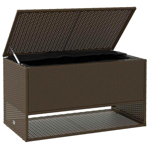 Barna polyrattan kültéri párna doboz 100x55x55,5 cm
