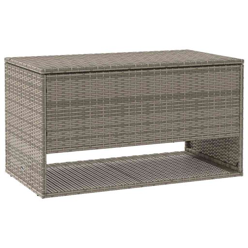 Szürke polyrattan kültéri párna doboz 100x55x55,5 cm