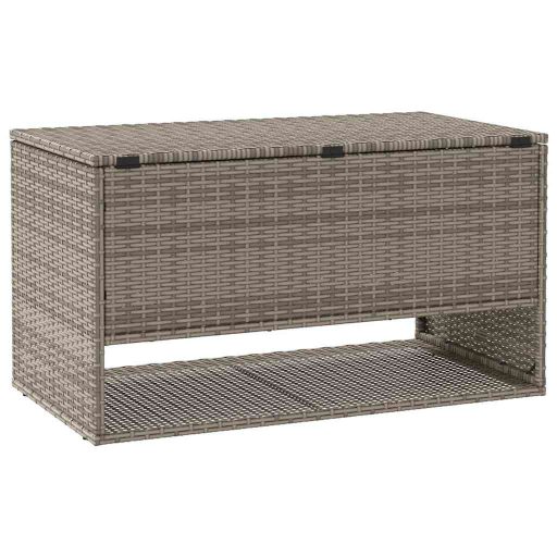 Szürke polyrattan kültéri párna doboz 100x55x55,5 cm