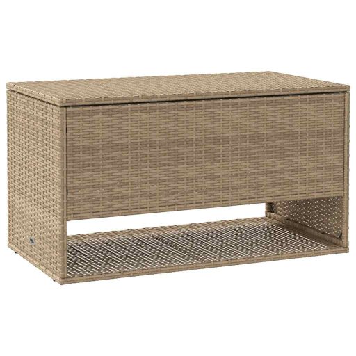 Bézs polyrattan kültéri párna doboz 100x55x55,5 cm