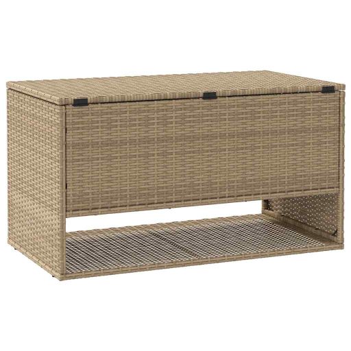 Bézs polyrattan kültéri párna doboz 100x55x55,5 cm