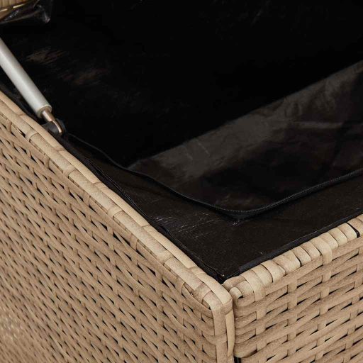 Bézs polyrattan kültéri párna doboz 100x55x55,5 cm