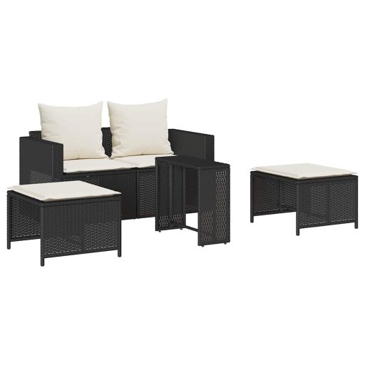 5 részes polyrattan kerti kanapé garnitúra párnákkal stackable