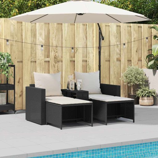 5 részes polyrattan kerti kanapé garnitúra párnákkal stackable