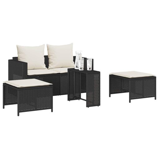5 részes polyrattan kerti kanapé garnitúra párnákkal stackable