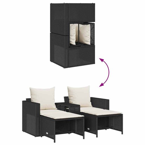 5 részes polyrattan kerti kanapé garnitúra párnákkal stackable