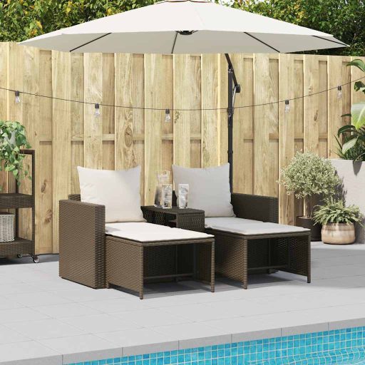 5 részes polyrattan kerti kanapé garnitúra párnákkal stackable