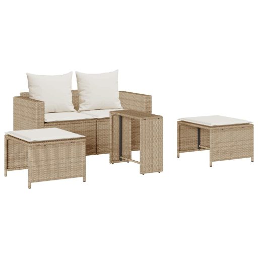 5 részes polyrattan kerti kanapé garnitúra párnákkal stackable