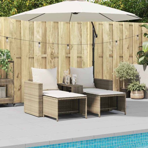 5 részes polyrattan kerti kanapé garnitúra párnákkal stackable