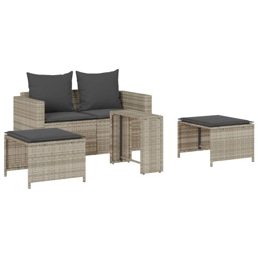 5 részes polyrattan kerti kanapé garnitúra párnákkal stackable