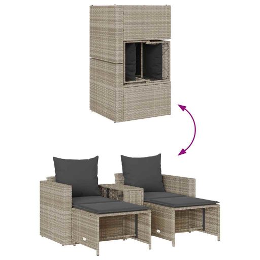 5 részes polyrattan kerti kanapé garnitúra párnákkal stackable