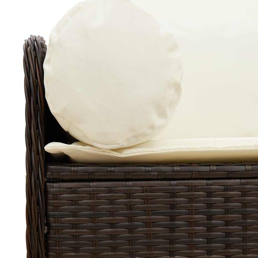 3 személyes barna polyrattan kerti kanapé párnával