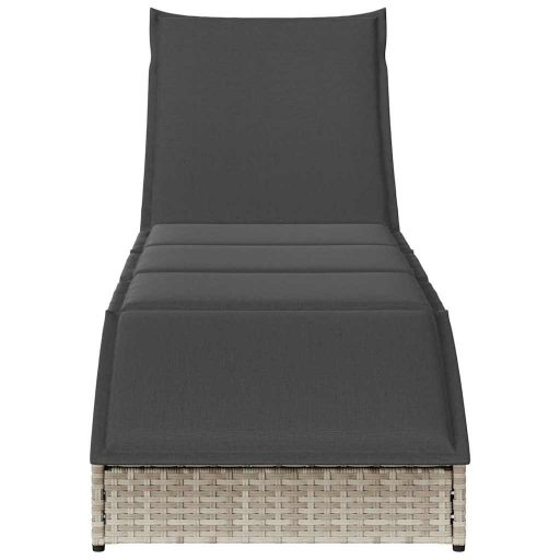 Összecsukható napozóágy párnával és tárolóval polyrattan