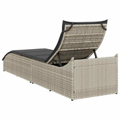 Összecsukható napozóágy párnával és tárolóval polyrattan