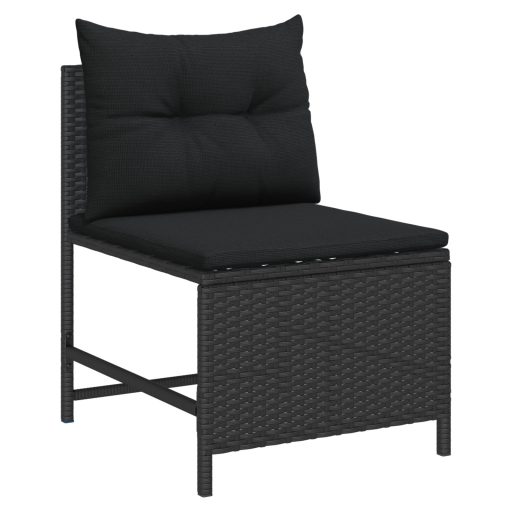 Kültéri Kanapészett - Fekete Műrattan, Fa Közepes Tartós