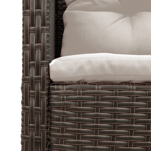 Kültéri Kanapé Szett Barna és Krém Rattan, Fa, Textil Közepes