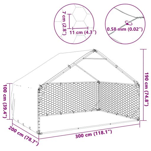 Kültéri kutyafuttató fedezékkel 3x2x1,9 m horganyzott acélból