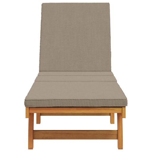 Kerekes napozóágy párnával, taupe, tömör fa