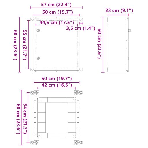 Vezérlőszekrény IP65 Vízálló Szürke 50x23x60 cm ABS Műanyag