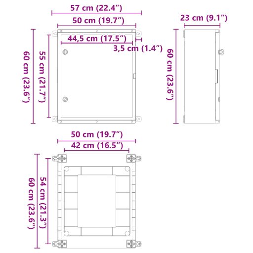 Vezérlőszekrény IP65 Vízálló Szürke 50x22x60 cm ABS Műanyag