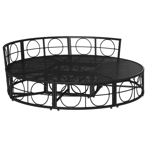 Fekete polyrattan kültéri napozóágy baldachin nélkül
