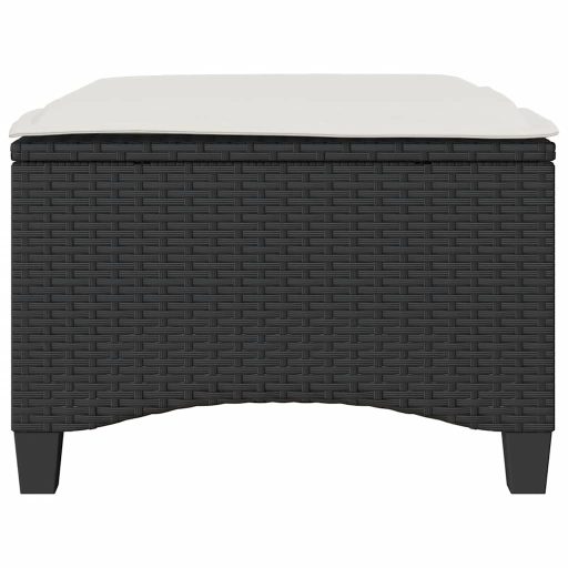2 db fekete polirattan kerti székek párnákkal 55x55x36 cm