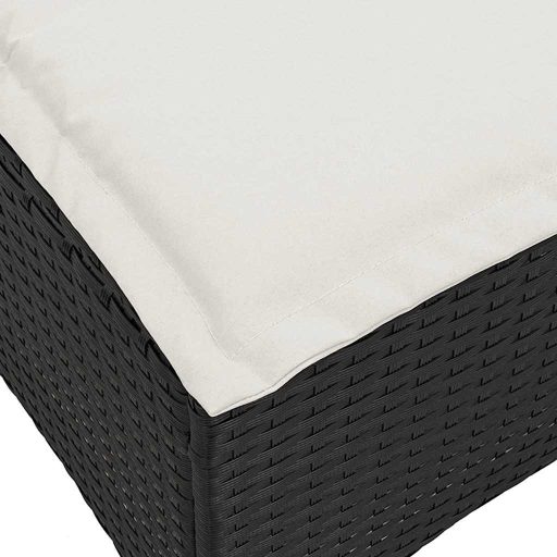 2 db fekete polirattan kerti székek párnákkal 55x55x36 cm