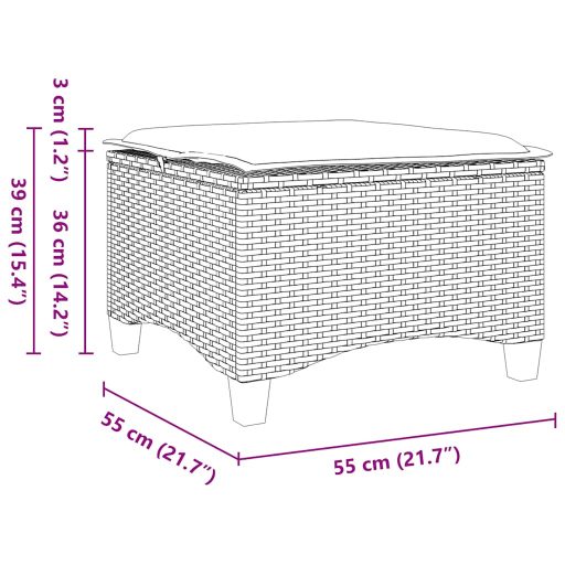 2 db fekete polirattan kerti székek párnákkal 55x55x36 cm