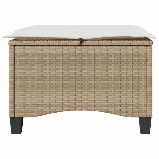 2 db bézs polirattan kerti székek párnákkal 55x55x36 cm