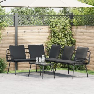 L-alakú kanapé Fekete 231x173x78 cm Polirattan