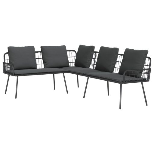 L-alakú kanapé Fekete 231x173x78 cm Polirattan
