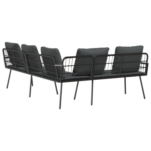L-alakú kanapé Fekete 231x173x78 cm Polirattan