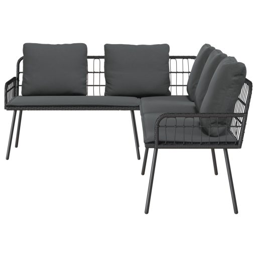 L-alakú kanapé Fekete 231x173x78 cm Polirattan