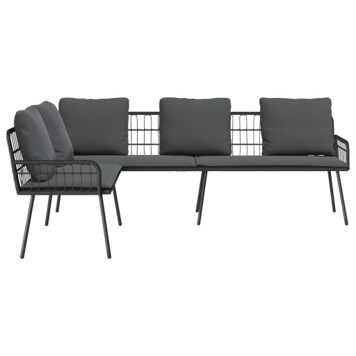 L-alakú kanapé Fekete 231x173x78 cm Polirattan