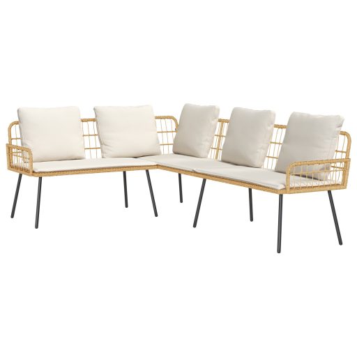 L-alakú kanapé természetes 231x173x78 cm polirattan