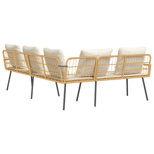L-alakú kanapé természetes 231x173x78 cm polirattan